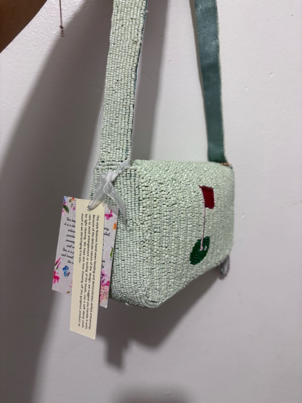 Beaded Pink Golf Cart Shoulder Bag - Picture 3 of 5